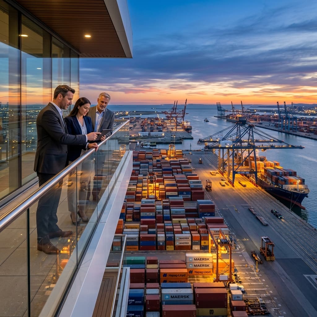 Logistics Port at Sunset